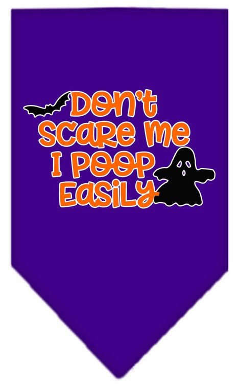 Don't Scare Me, Poops Easily Screen Print Bandana Purple Small